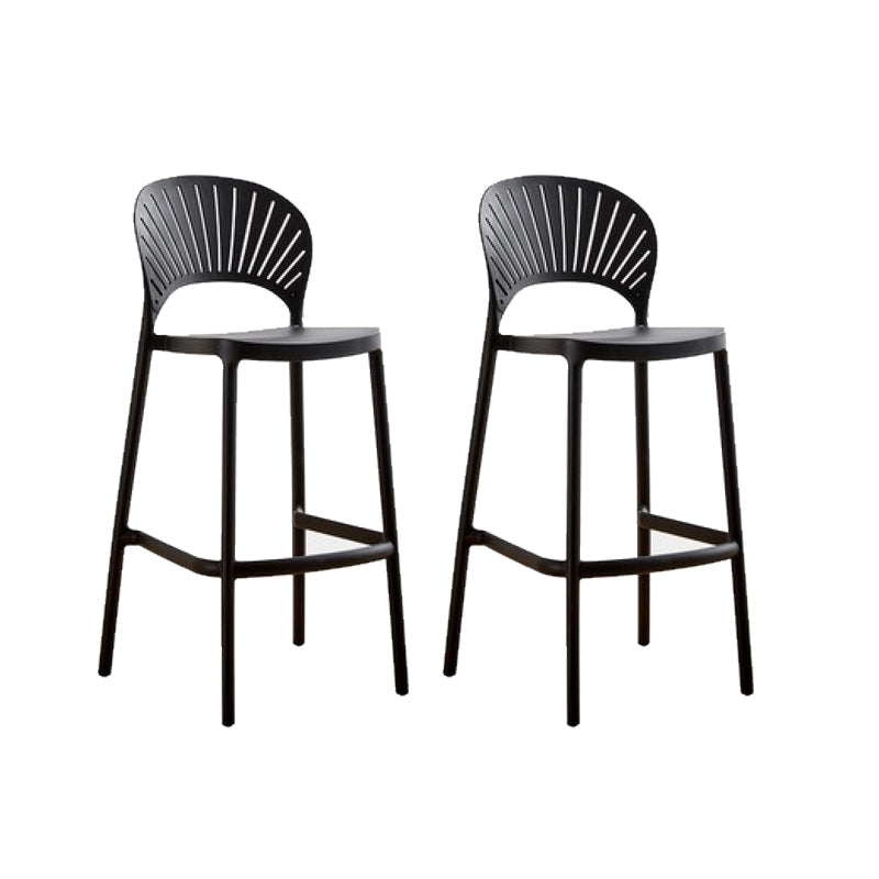 Low Back Plastic Dining Stools Armless Bar Stools with Footrest