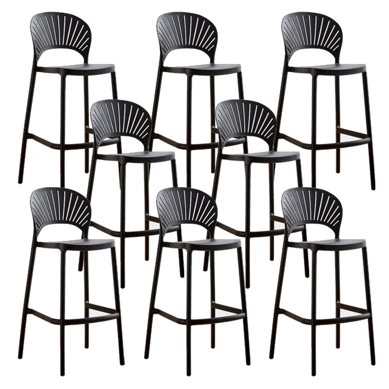 Low Back Plastic Dining Stools Armless Bar Stools with Footrest