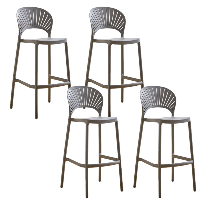 Low Back Plastic Dining Stools Armless Bar Stools with Footrest