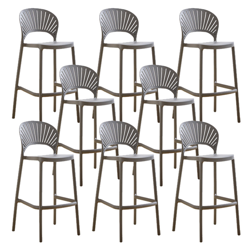Low Back Plastic Dining Stools Armless Bar Stools with Footrest