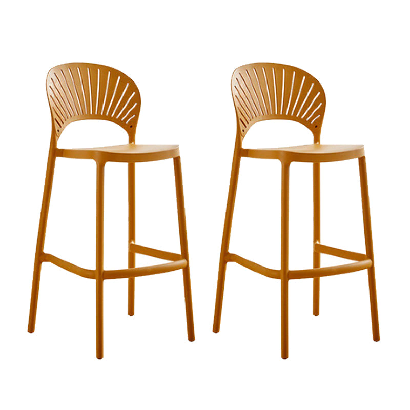 Low Back Plastic Dining Stools Armless Bar Stools with Footrest