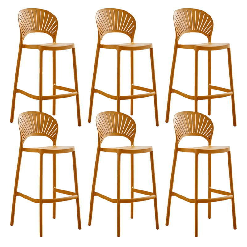 Low Back Plastic Dining Stools Armless Bar Stools with Footrest
