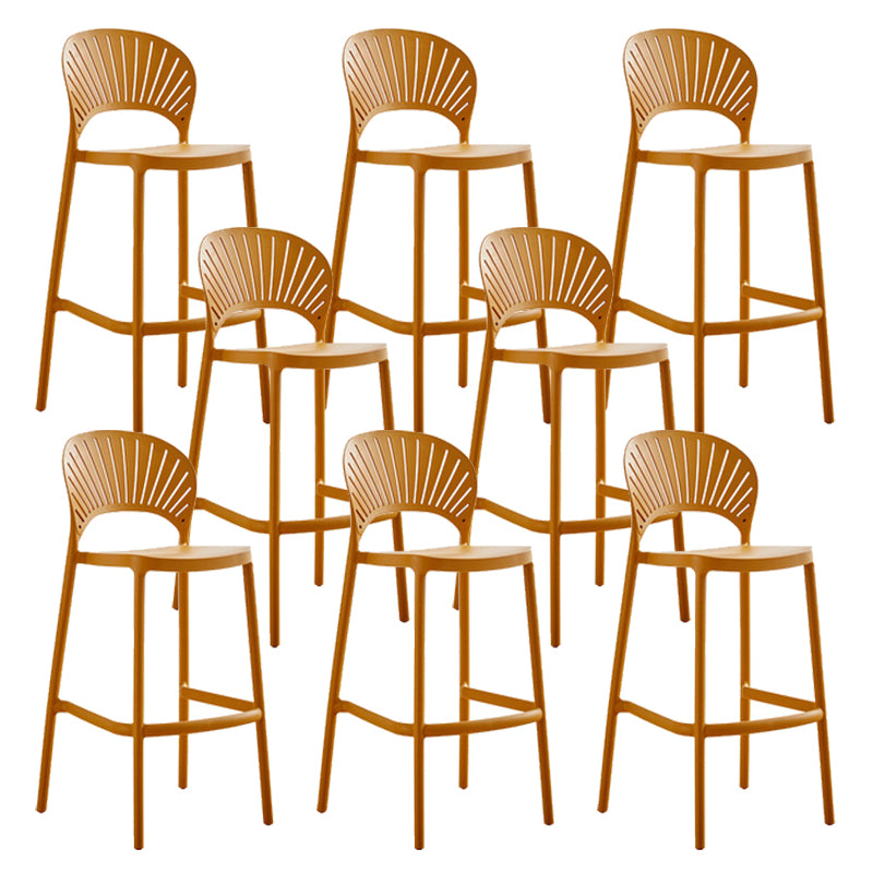 Low Back Plastic Dining Stools Armless Bar Stools with Footrest