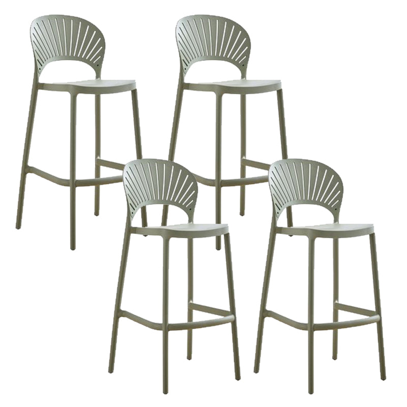 Low Back Plastic Dining Stools Armless Bar Stools with Footrest