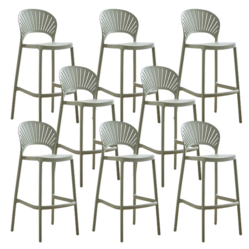 Low Back Plastic Dining Stools Armless Bar Stools with Footrest