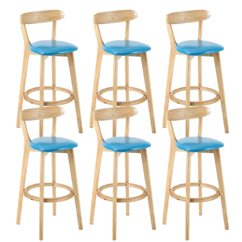 Industrial Armless Backrest Counter Stool Rubber Wood Bar Stool with Cushion for Cafe