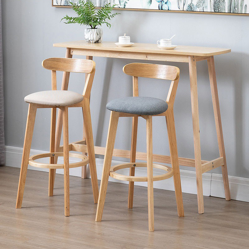 Industrial Armless Backrest Counter Stool Rubber Wood Bar Stool with Cushion for Cafe