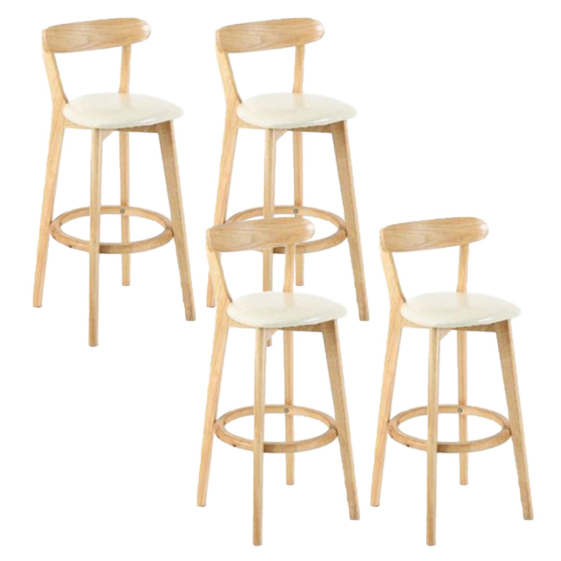 Industrial Armless Backrest Counter Stool Rubber Wood Bar Stool with Cushion for Cafe