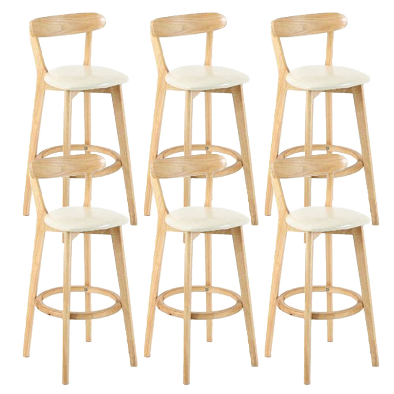 Industrial Armless Backrest Counter Stool Rubber Wood Bar Stool with Cushion for Cafe