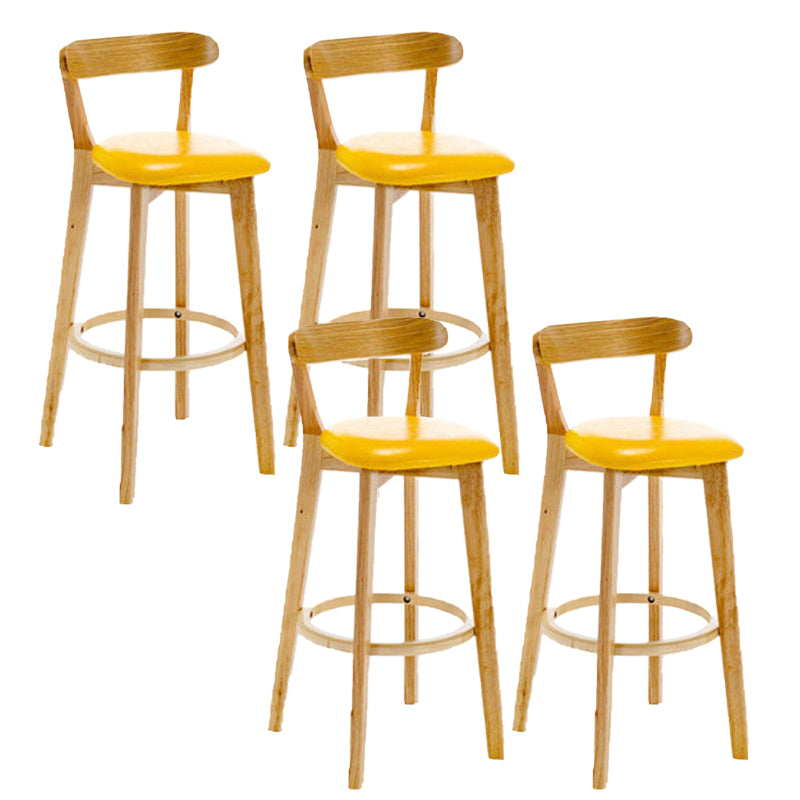 Industrial Armless Backrest Counter Stool Rubber Wood Bar Stool with Cushion for Cafe