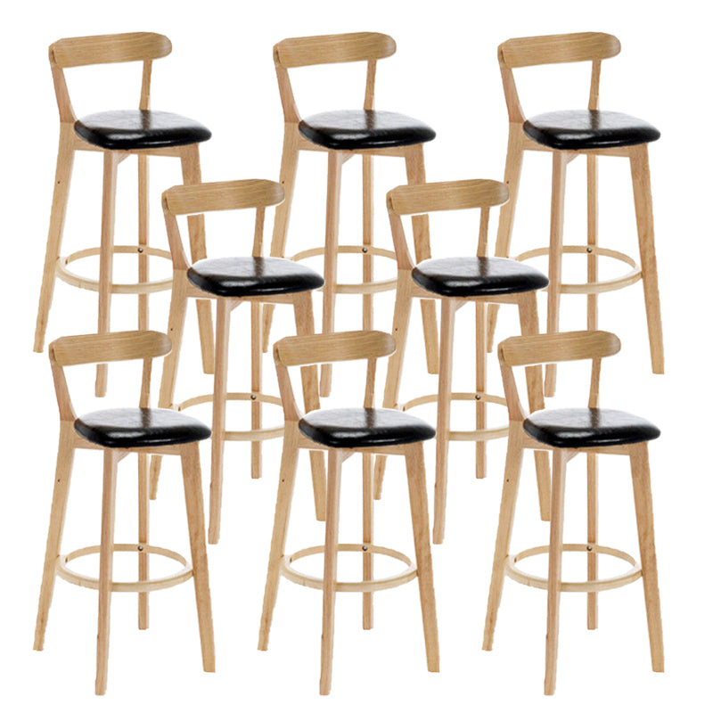 Industrial Armless Backrest Counter Stool Rubber Wood Bar Stool with Cushion for Cafe