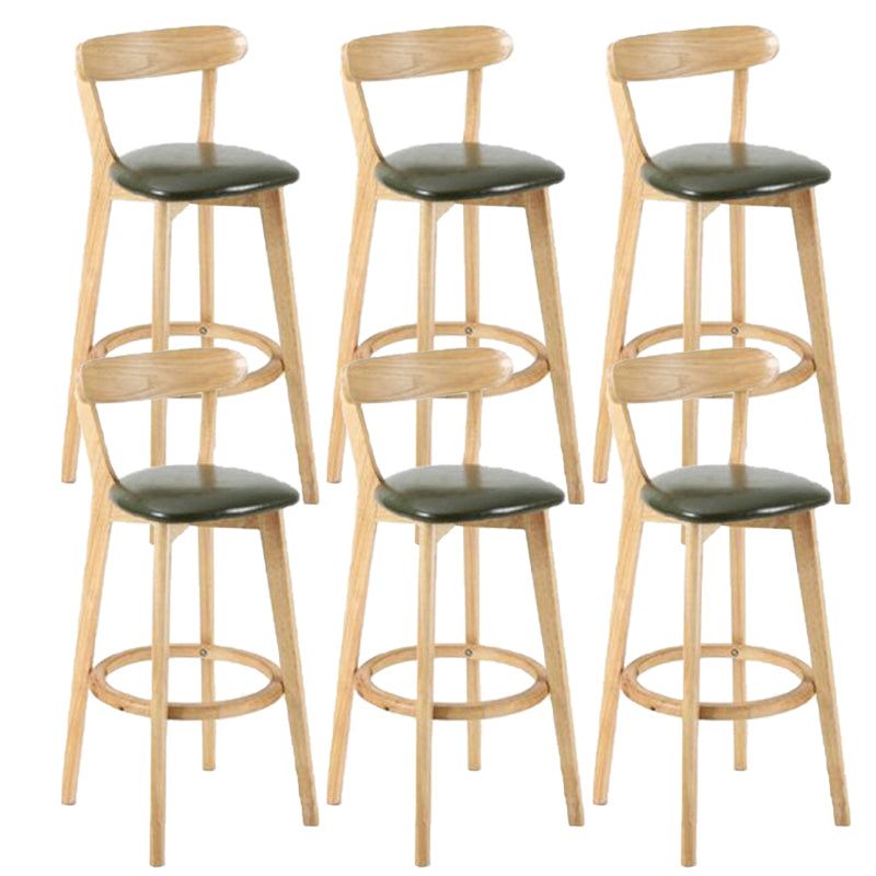 Industrial Armless Backrest Counter Stool Rubber Wood Bar Stool with Cushion for Cafe