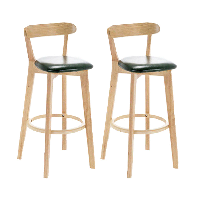 Industrial Armless Backrest Counter Stool Rubber Wood Bar Stool with Cushion for Cafe