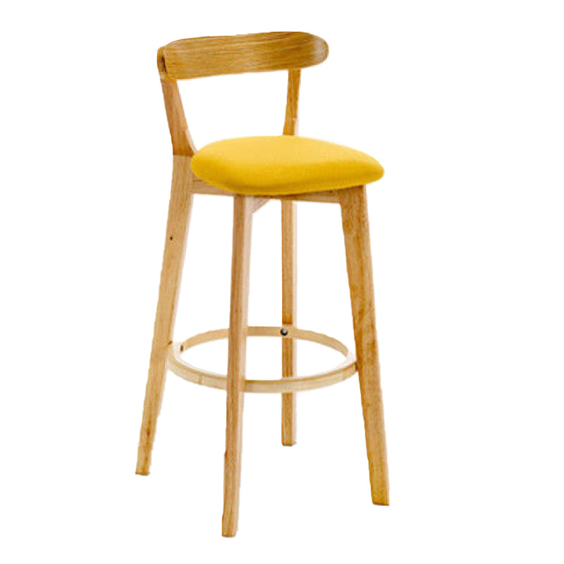 Industrial Armless Backrest Counter Stool Rubber Wood Bar Stool with Cushion for Cafe