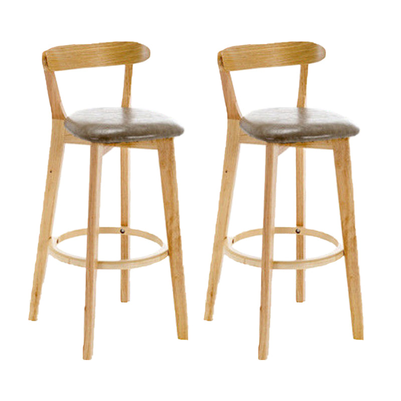 Industrial Armless Backrest Counter Stool Rubber Wood Bar Stool with Cushion for Cafe