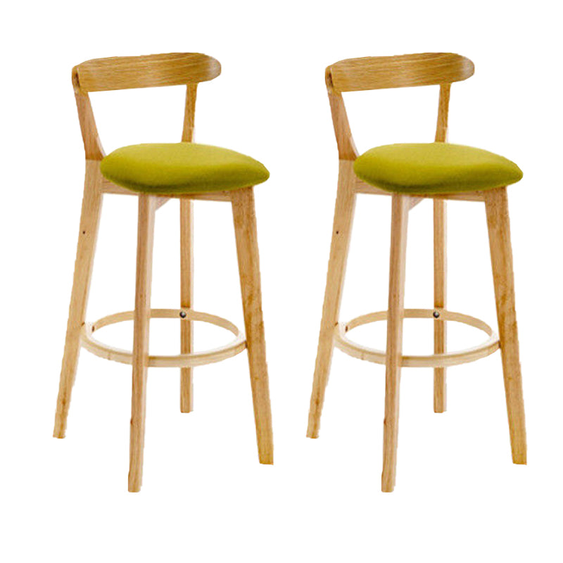 Industrial Armless Backrest Counter Stool Rubber Wood Bar Stool with Cushion for Cafe