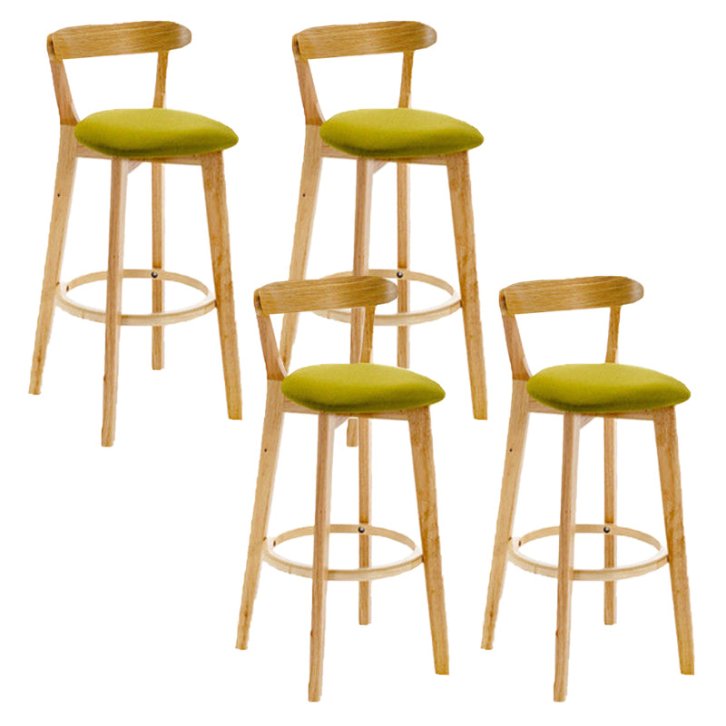 Industrial Armless Backrest Counter Stool Rubber Wood Bar Stool with Cushion for Cafe