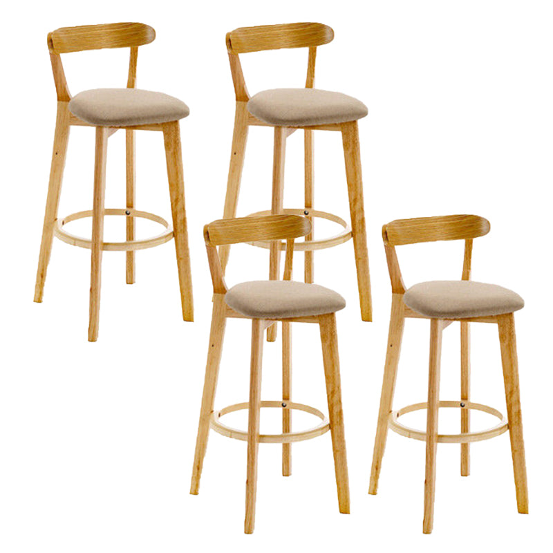 Industrial Armless Backrest Counter Stool Rubber Wood Bar Stool with Cushion for Cafe