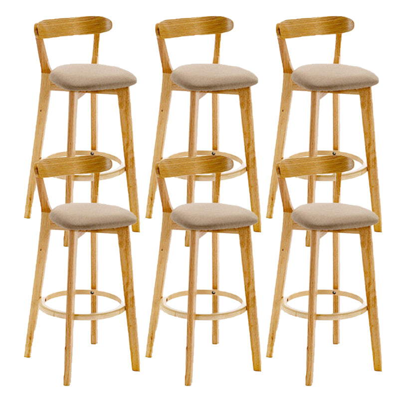 Industrial Armless Backrest Counter Stool Rubber Wood Bar Stool with Cushion for Cafe