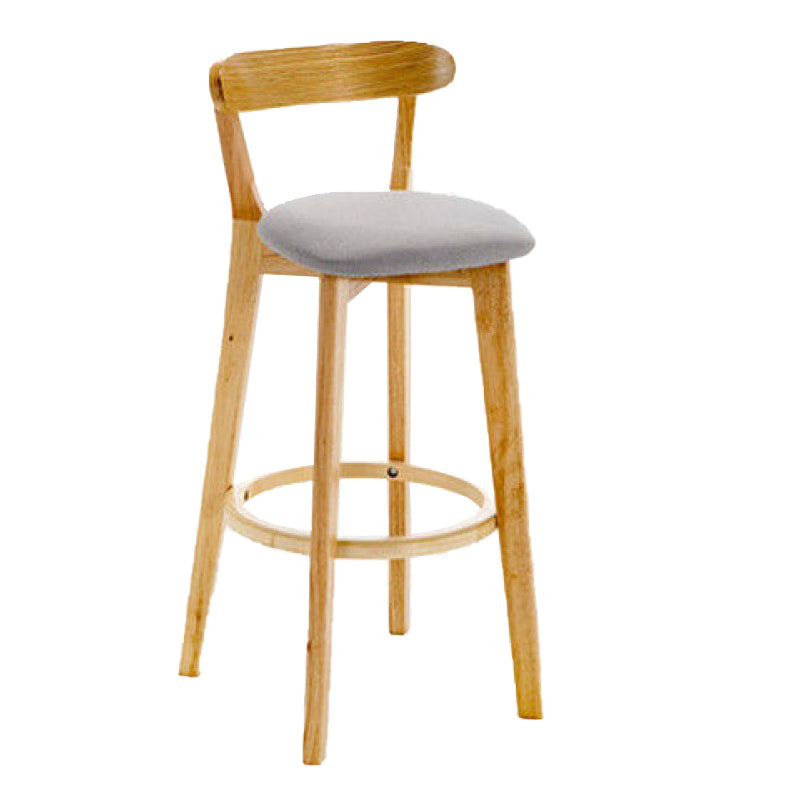 Industrial Armless Backrest Counter Stool Rubber Wood Bar Stool with Cushion for Cafe