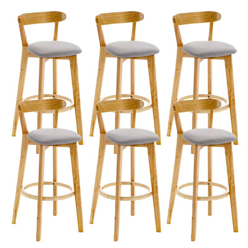 Industrial Armless Backrest Counter Stool Rubber Wood Bar Stool with Cushion for Cafe
