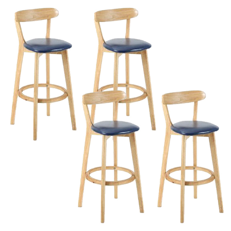 Industrial Armless Backrest Counter Stool Rubber Wood Bar Stool with Cushion for Cafe