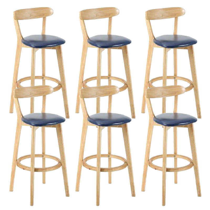 Industrial Armless Backrest Counter Stool Rubber Wood Bar Stool with Cushion for Cafe