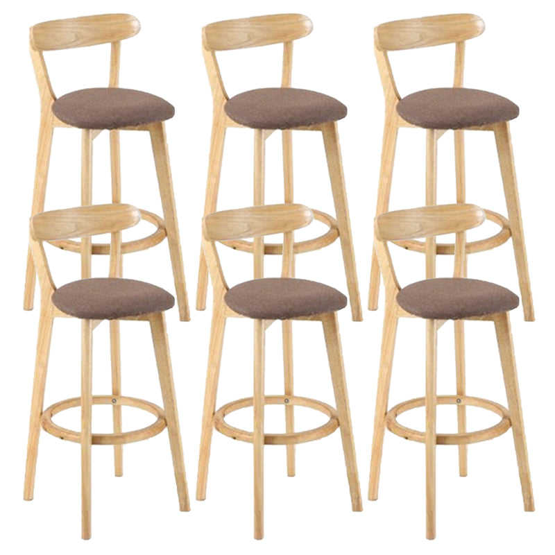 Industrial Armless Backrest Counter Stool Rubber Wood Bar Stool with Cushion for Cafe