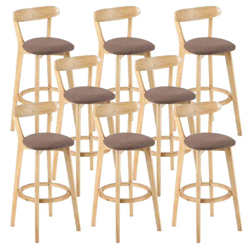 Industrial Armless Backrest Counter Stool Rubber Wood Bar Stool with Cushion for Cafe