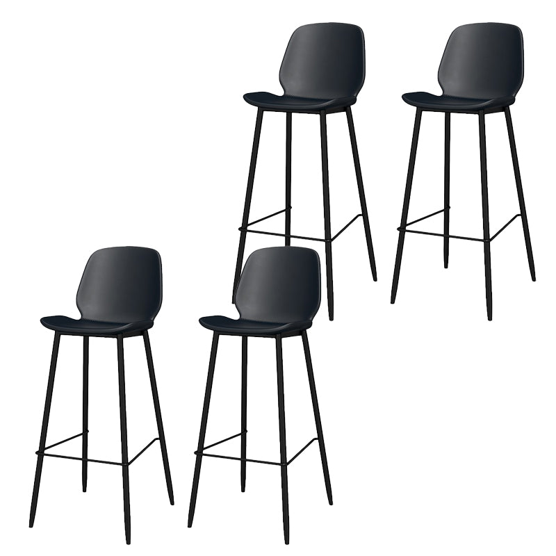 Modern Style Low Back Bar-stool Pu Leather Counter Bar Stool with Metal Legs for Home