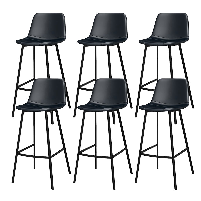 Modern Style Low Back Bar-stool Pu Leather Counter Bar Stool with Metal Legs for Home