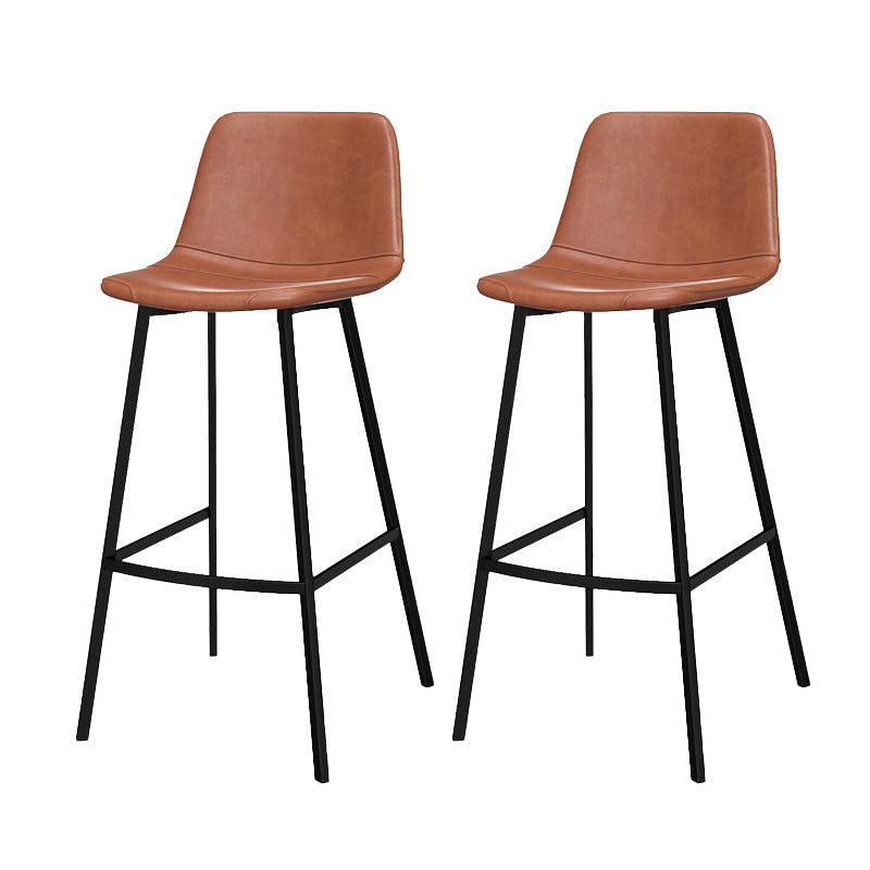 Modern Style Low Back Bar-stool Pu Leather Counter Bar Stool with Metal Legs for Home