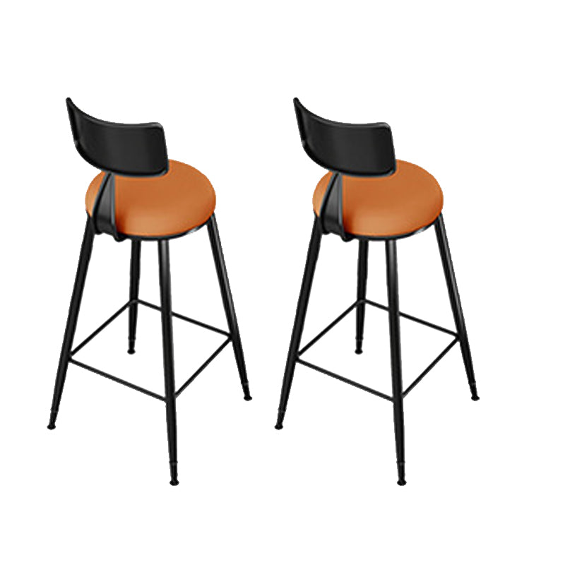 Modern Style Low Back Bar-stool Round Seat Counter Bar Stool with Metal Legs for Home