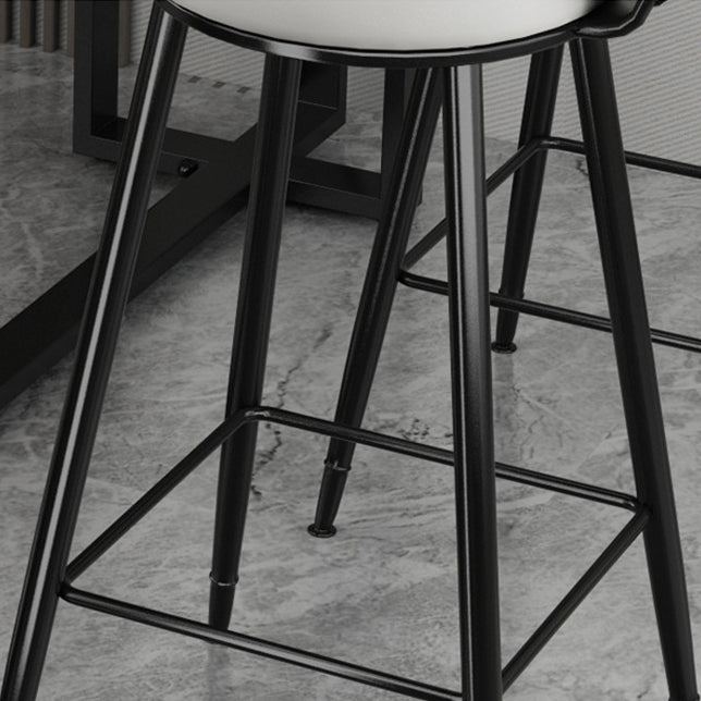 Modern Style Low Back Bar-stool Round Seat Counter Bar Stool with Metal Legs for Home