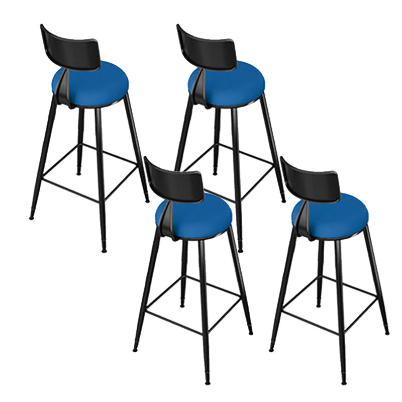 Modern Style Low Back Bar-stool Round Seat Counter Bar Stool with Metal Legs for Home