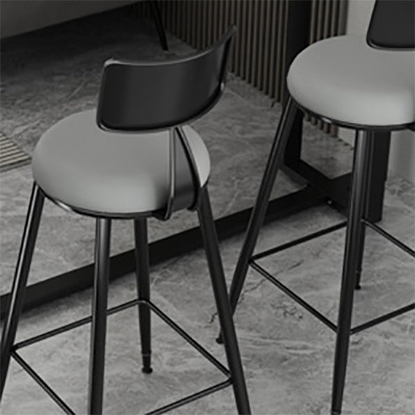 Modern Style Low Back Bar-stool Round Seat Counter Bar Stool with Metal Legs for Home