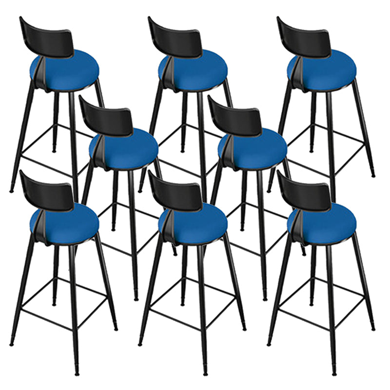 Modern Style Low Back Bar-stool Round Seat Counter Bar Stool with Metal Legs for Home