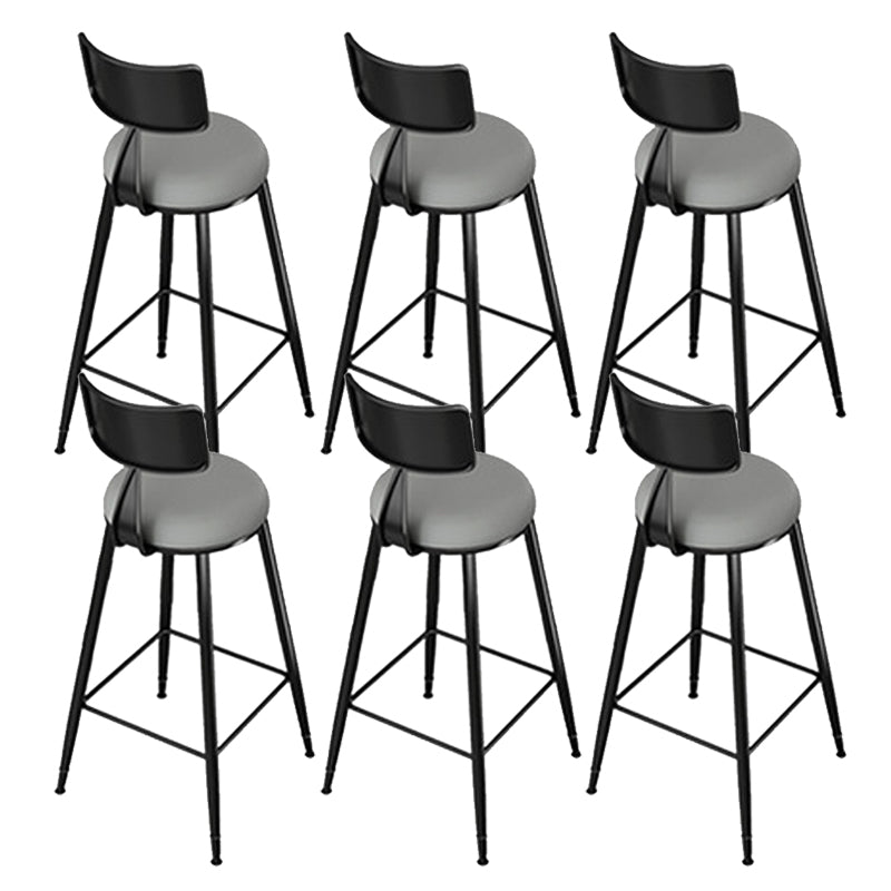 Modern Style Low Back Bar-stool Round Seat Counter Bar Stool with Metal Legs for Home