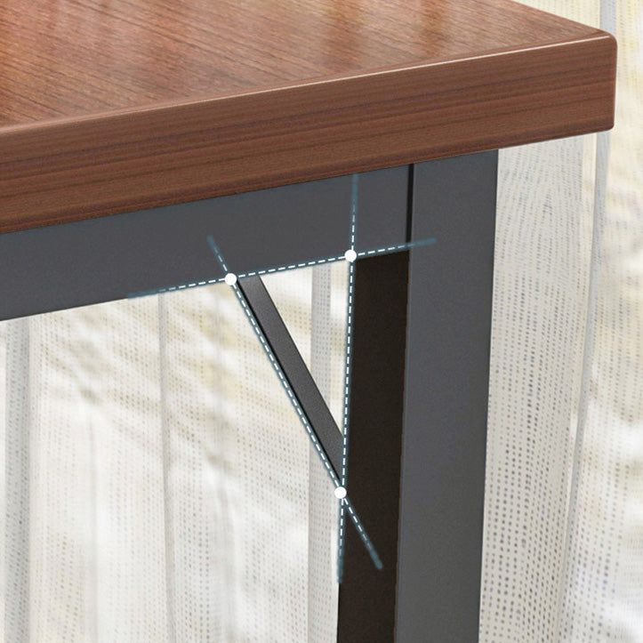 Industrial Style Bistro Bar Table Wooden Rectangle Metal Base Bar Table