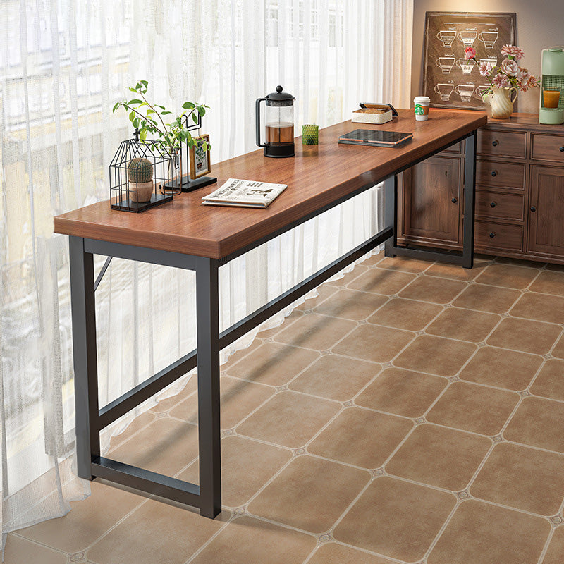 Industrial Style Bistro Bar Table Wooden Rectangle Metal Base Bar Table