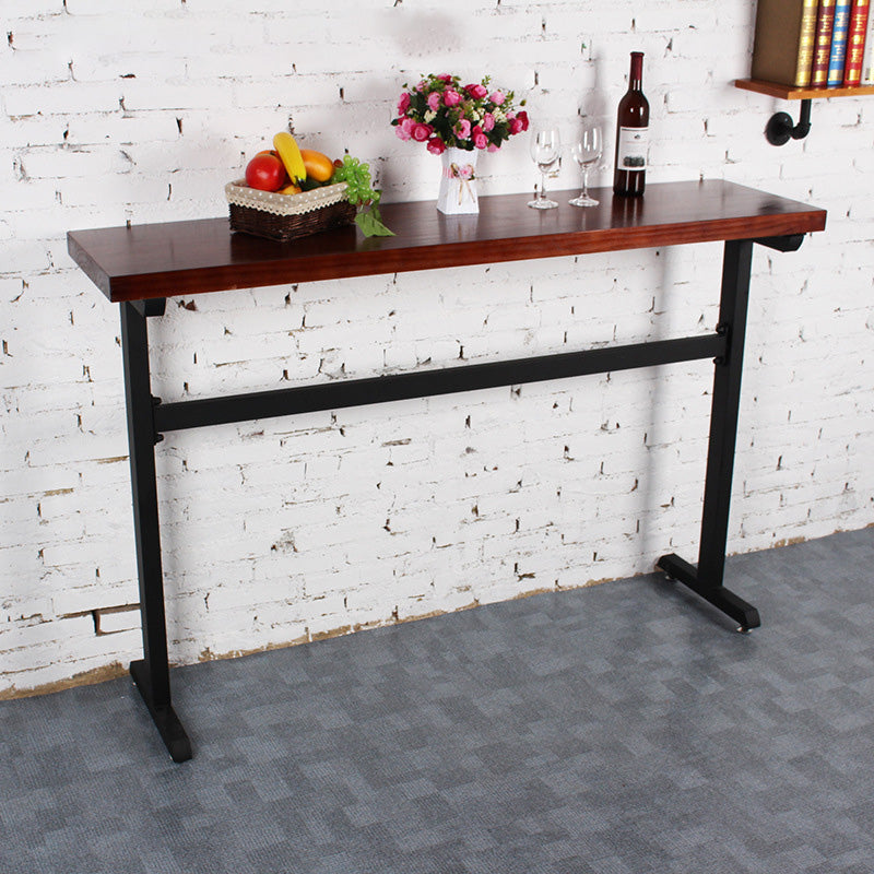 Industrial Solid Wood Bar Table Black Frame Dining Table for Bistro