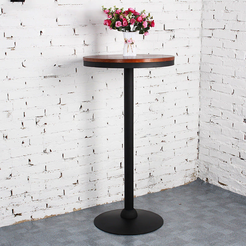 Industrial Solid Wood Bar Table Black Frame Dining Table for Bistro