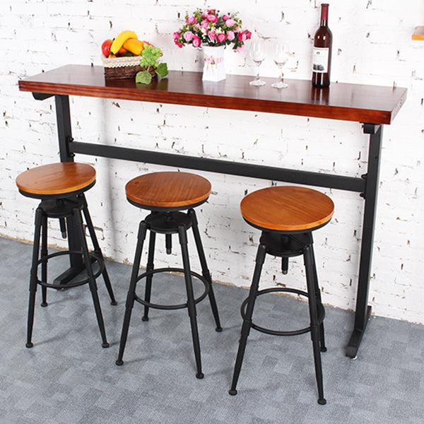 Industrial Solid Wood Bar Table Black Frame Dining Table for Bistro