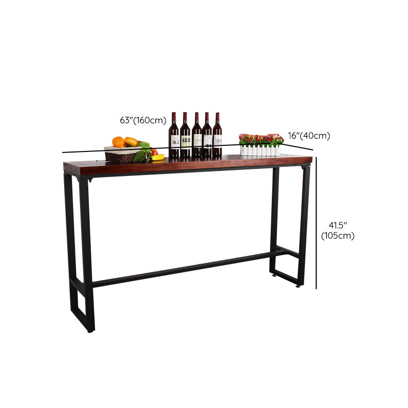 Industrial Solid Wood Bar Table Black Frame Dining Table for Bistro