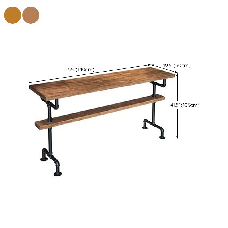 Modern Style Rectangle Bar Table Pine Solid Wood Fixed Bar Dining Table