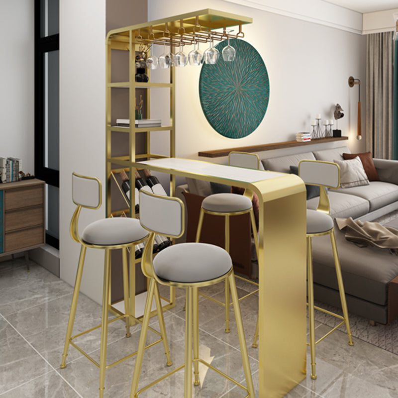 Contemporary Style Rectangle Bar Table Stone Bar Height Table with Storage