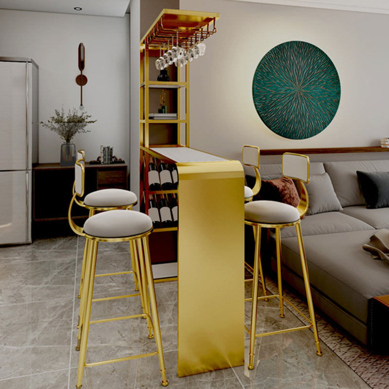 Contemporary Style Rectangle Bar Table Stone Bar Height Table with Storage