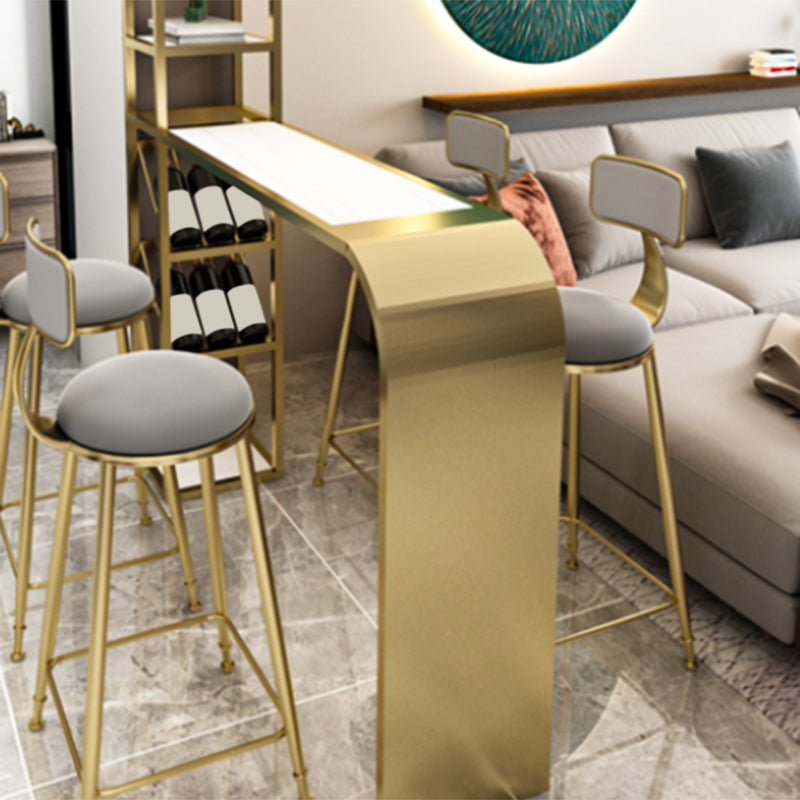 Contemporary Style Rectangle Bar Table Stone Bar Height Table with Storage