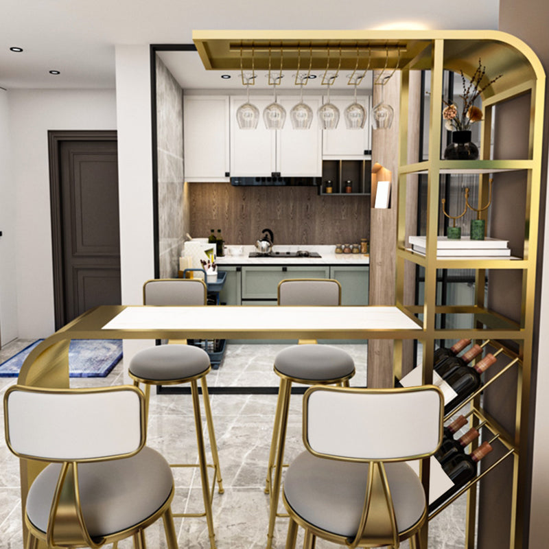 Contemporary Style Rectangle Bar Table Stone Bar Height Table with Storage