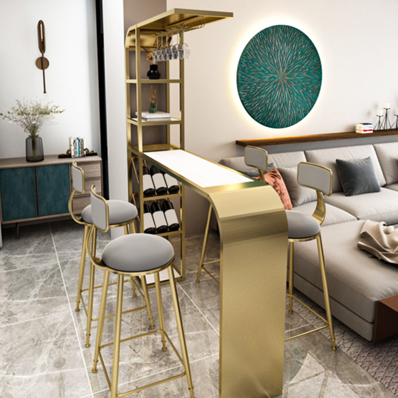 Contemporary Style Rectangle Bar Table Stone Bar Height Table with Storage